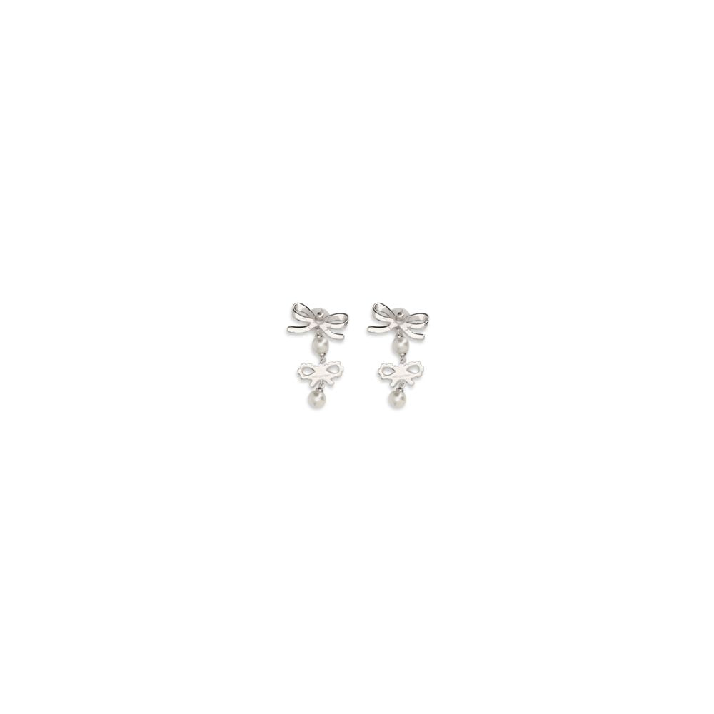 Self-Portrait Double Bow Pearl Earrings