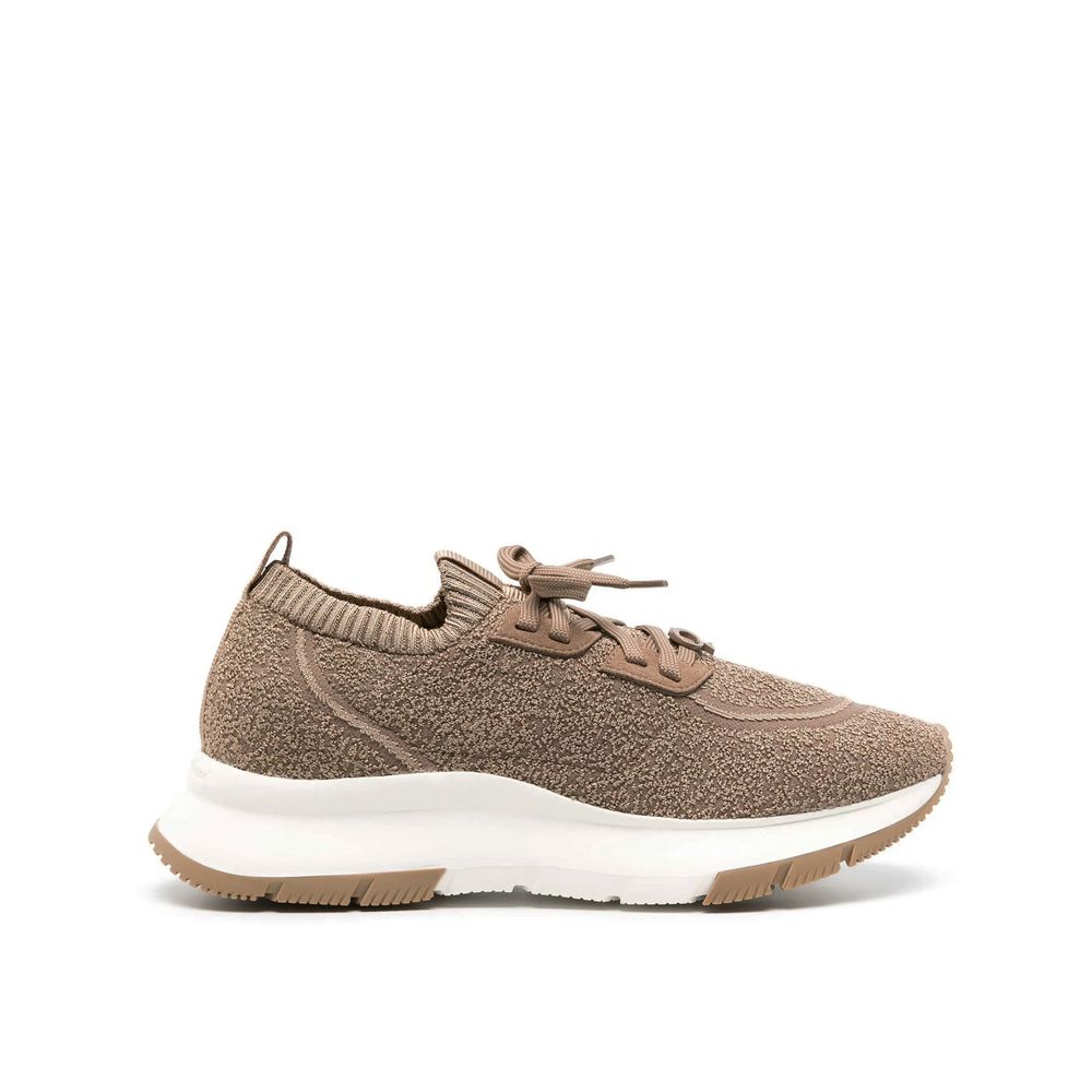 Brown Fabric Chunky Sneakers