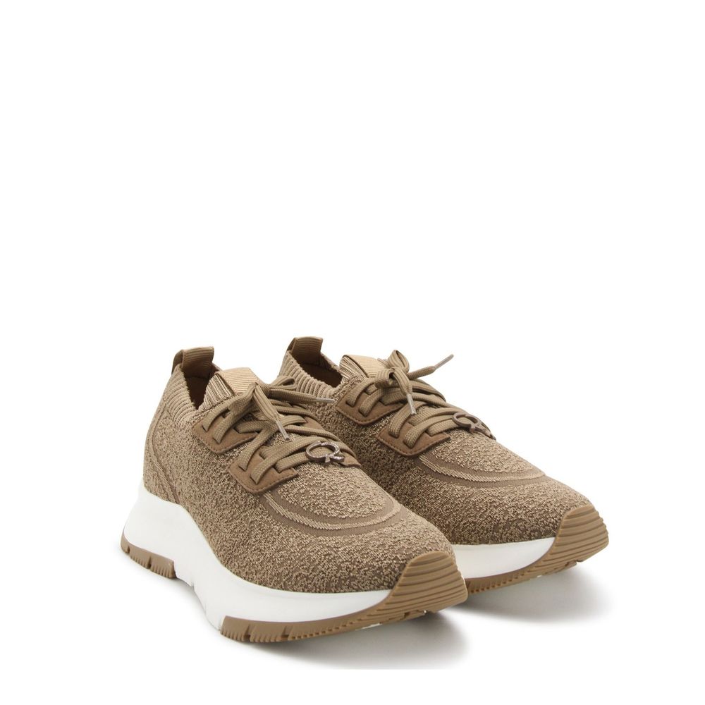 Brown Fabric Chunky Sneakers
