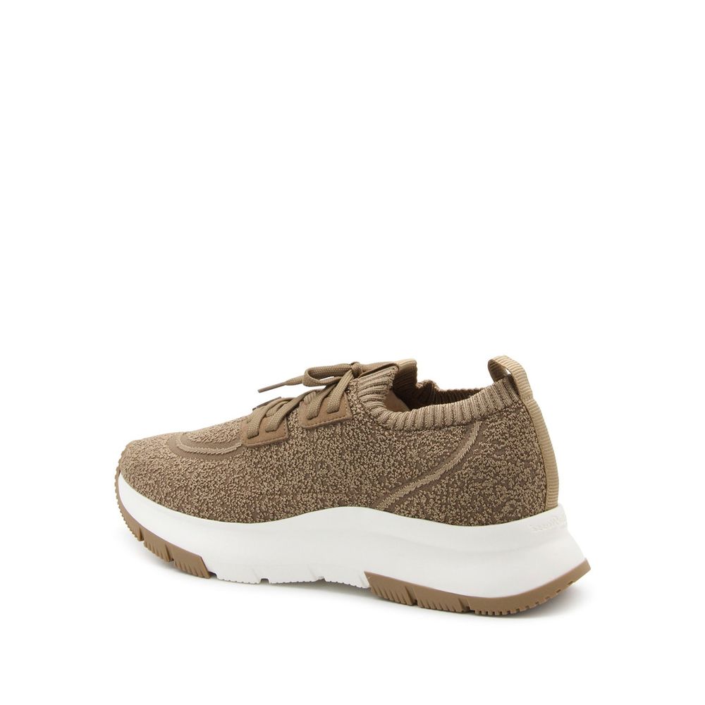 Brown Fabric Chunky Sneakers