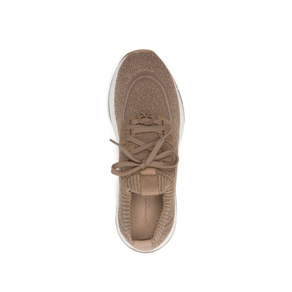 Brown Fabric Chunky Sneakers