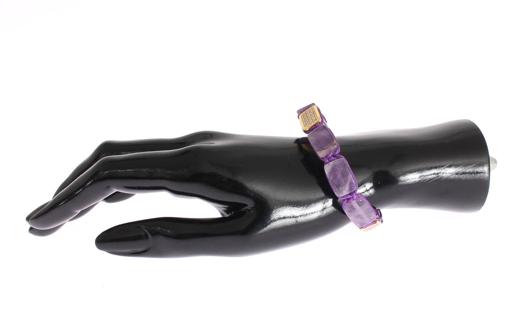Nialaya Amethyst Bracelet with 18K Gold-Plated 925 Silver Flatbeads