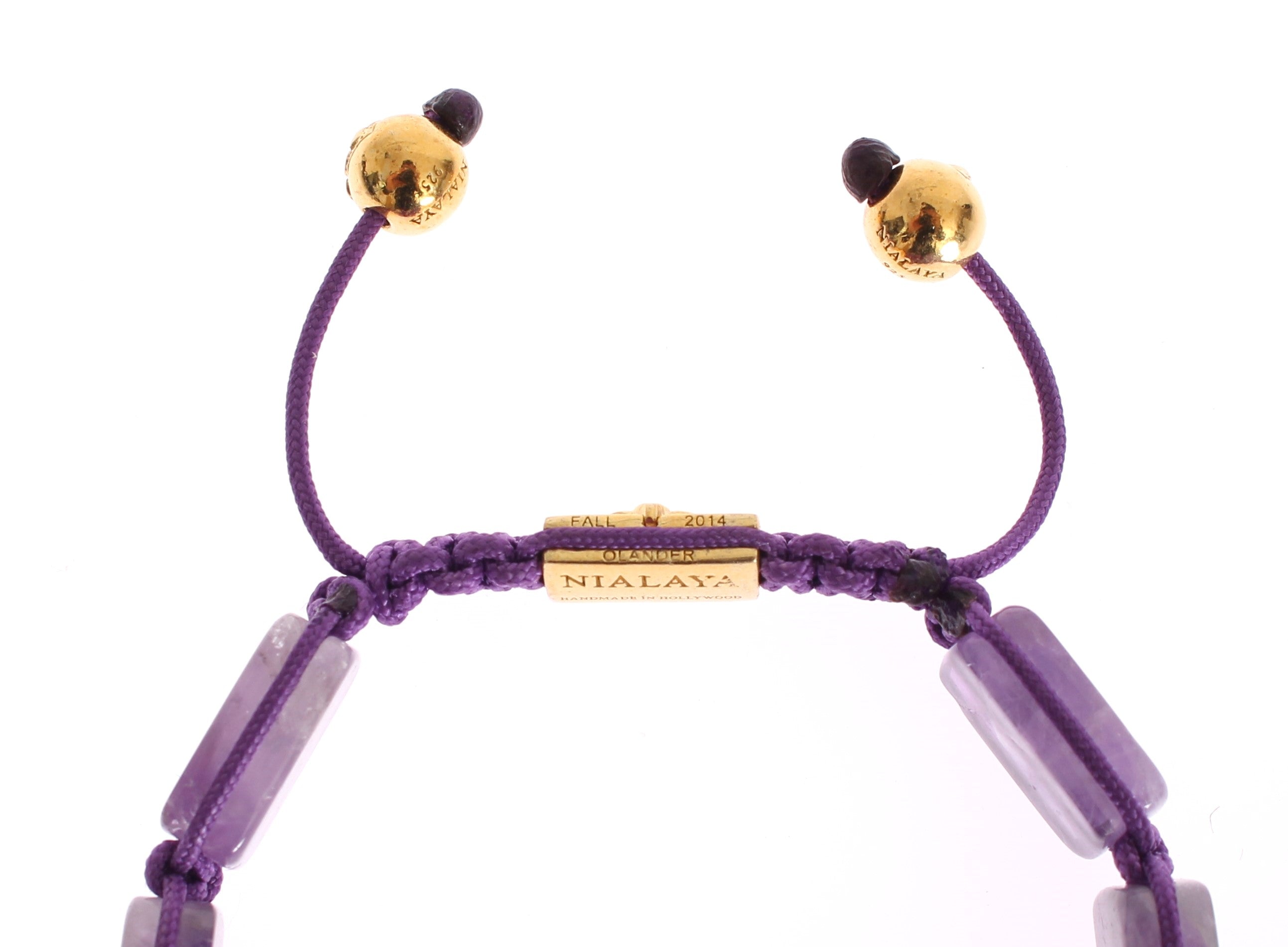 Nialaya Amethyst Bracelet with 18K Gold-Plated 925 Silver Flatbeads