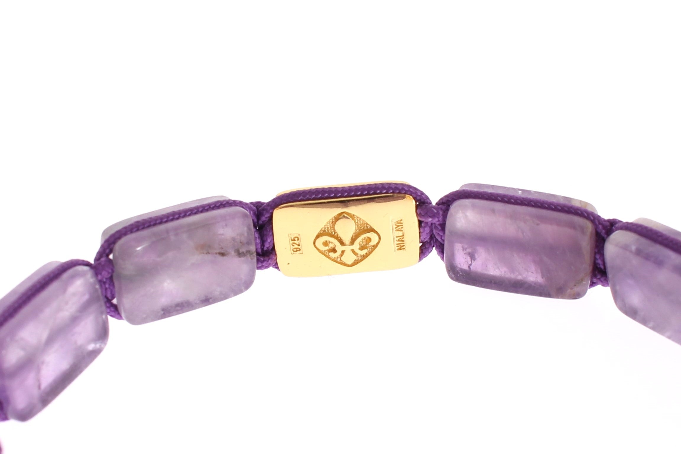 Nialaya Amethyst Bracelet with 18K Gold-Plated 925 Silver Flatbeads
