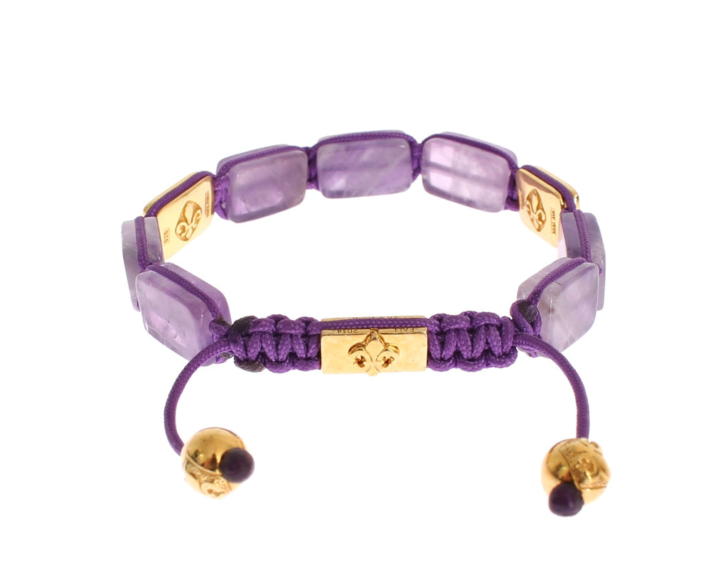 Nialaya Amethyst Bracelet with 18K Gold-Plated 925 Silver Flatbeads