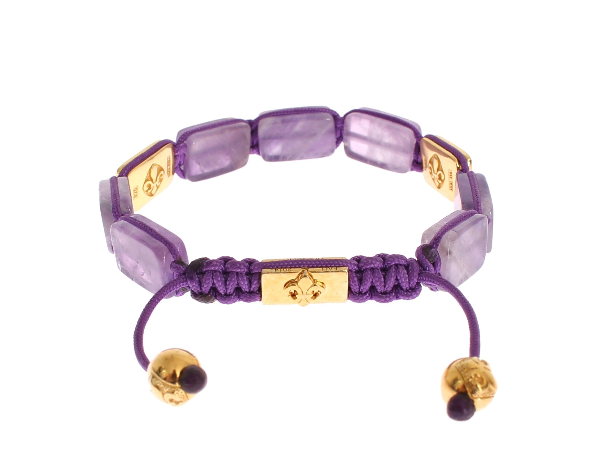 Nialaya Amethyst Bracelet with 18K Gold-Plated 925 Silver Flatbeads