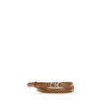 Ceinture Fine en Cuir de Veau Beige