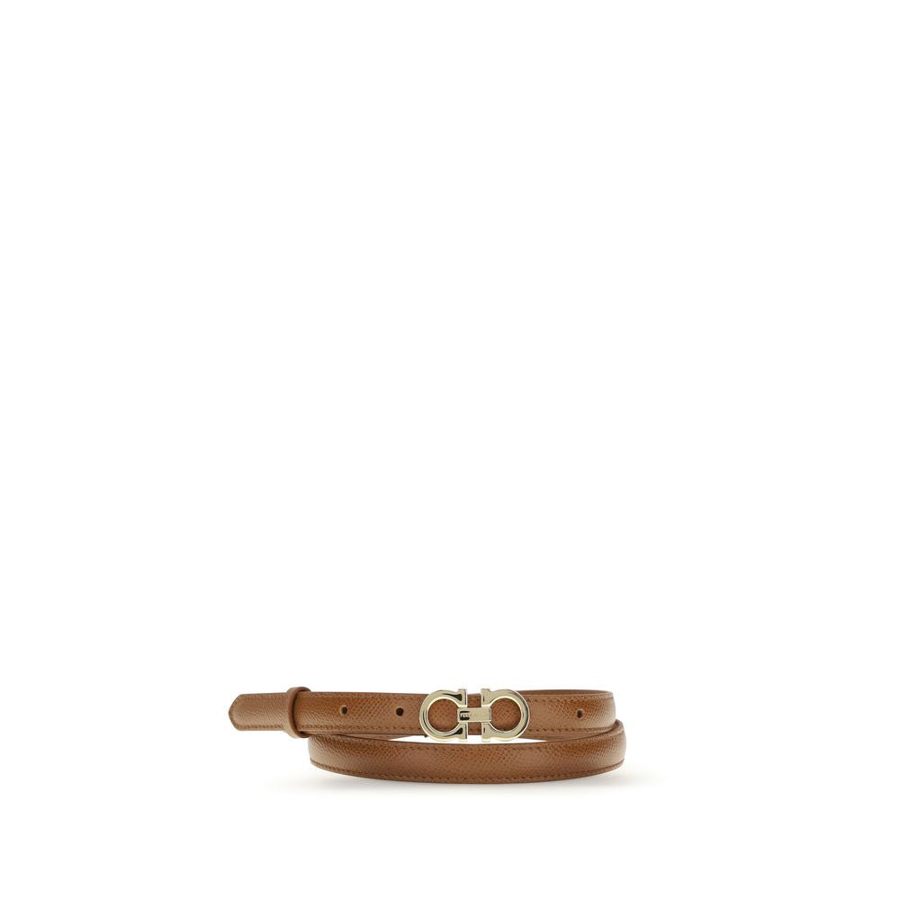 Ceinture Fine en Cuir de Veau Beige