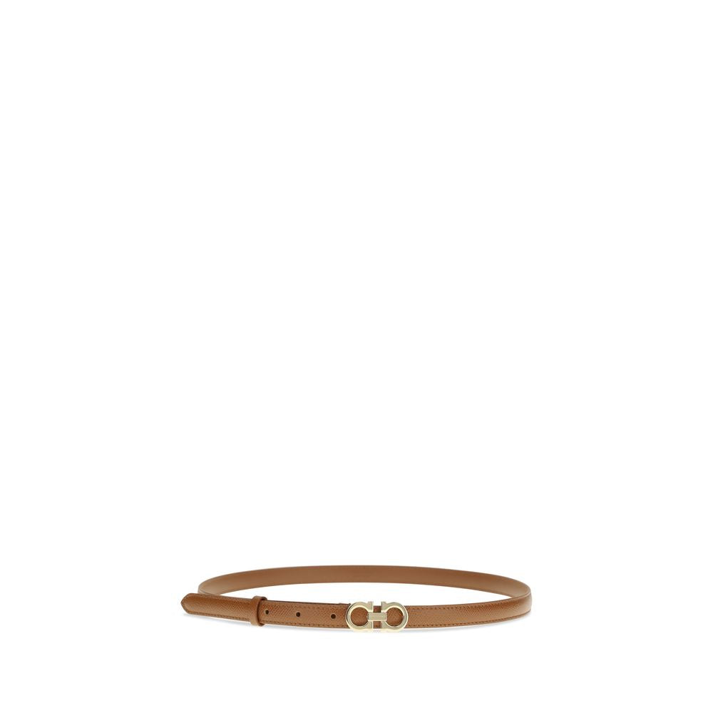 Ceinture Fine en Cuir de Veau Beige