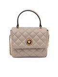 Taupe Quilted Leather Handbag