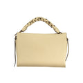 Bolso de mano de cuero beige para mujer