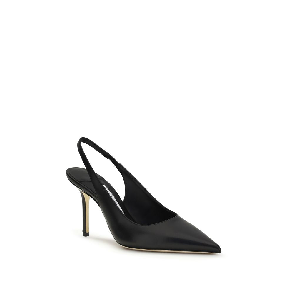 Escarpins Compensés en Cuir de Veau Noir
