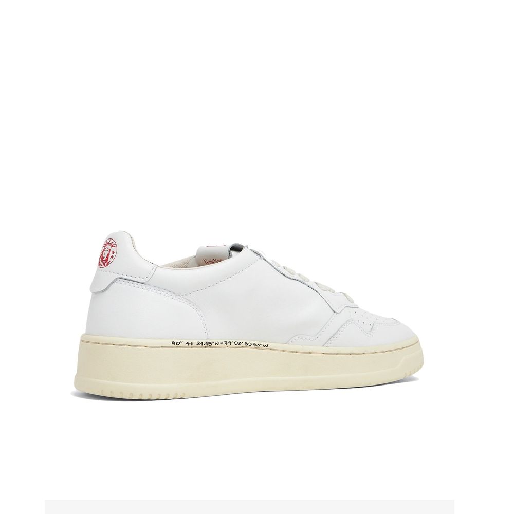 White Leather Low Top Sneakers