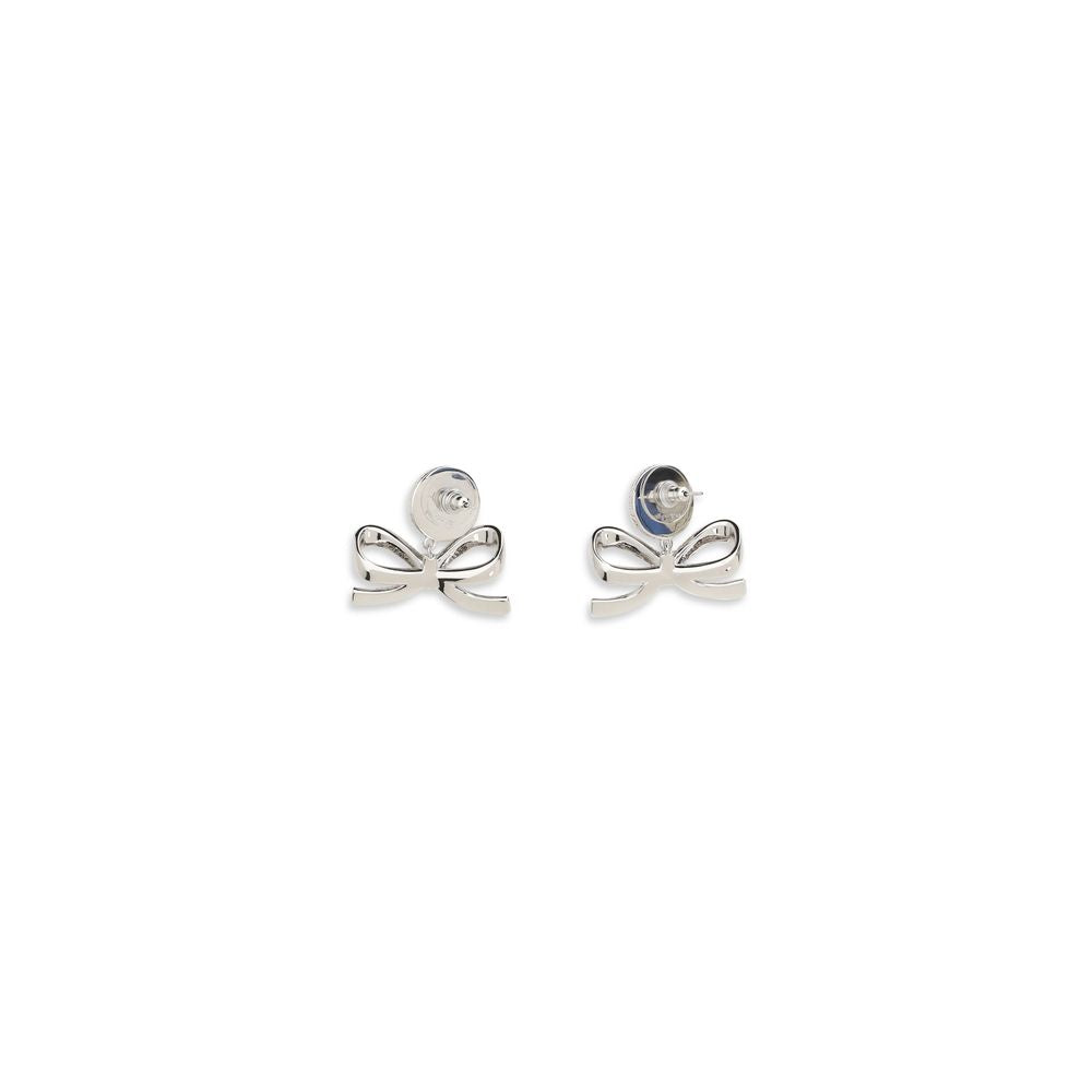 Self-Portrait Crystal Bow Faux Pearl Drop Earrings