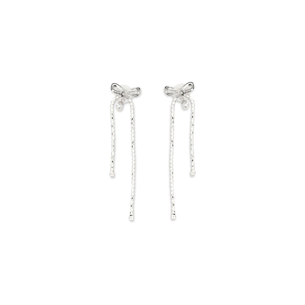 Self-Portrait Crystal Bow and Pearl Drop Earrings