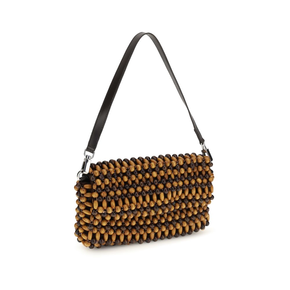 Brown Wood Shoulder Bag