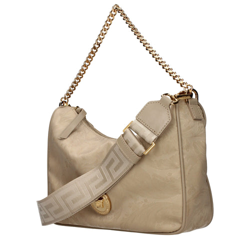 Beige Stoffhandtasche
