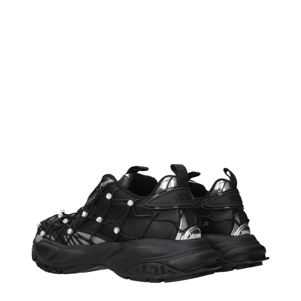 Black Fabric Chunky Sneakers