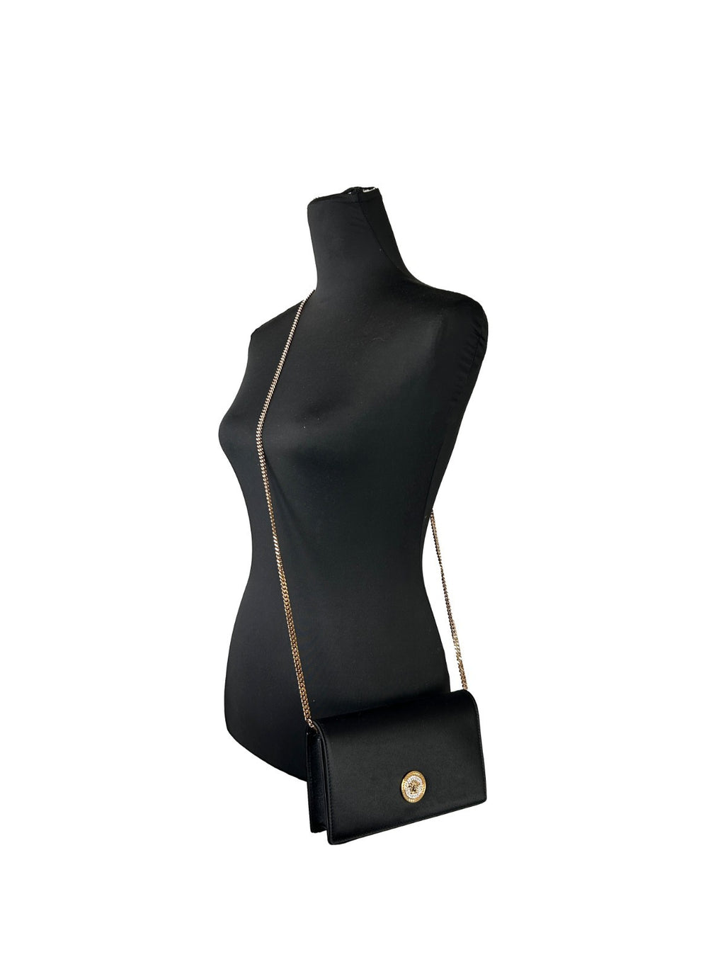 Versace Mini Chain Black Crossbody Wallet Bag