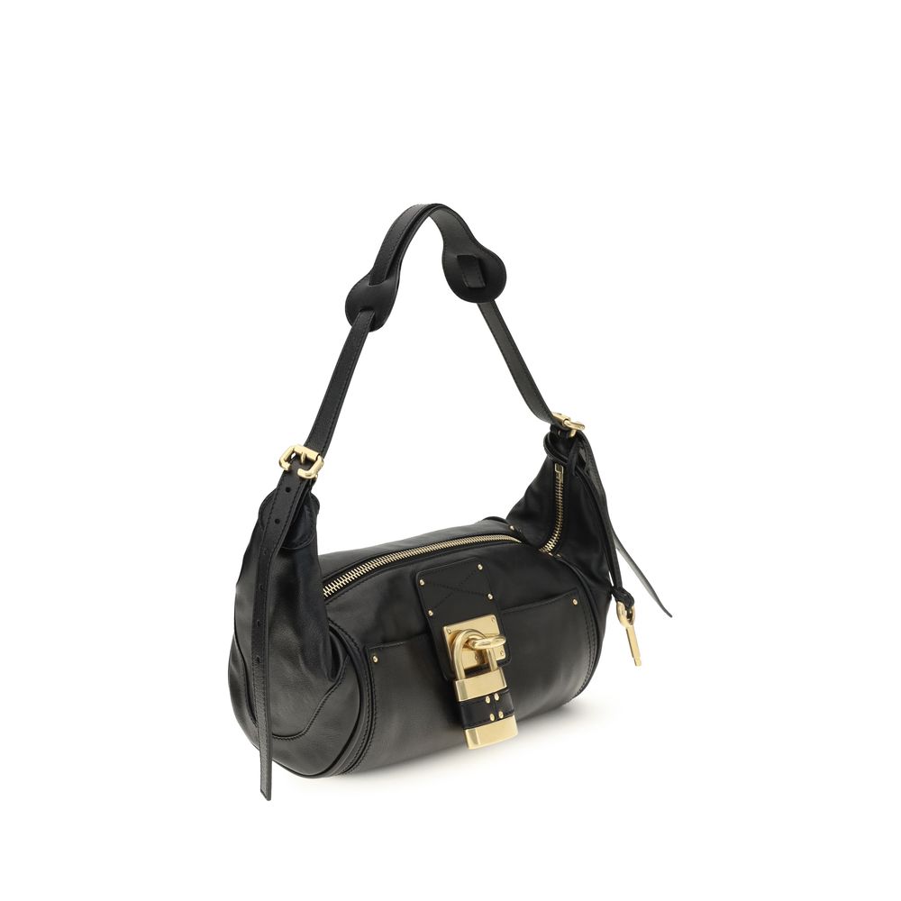 Black Calf Leather Shoulder Bag