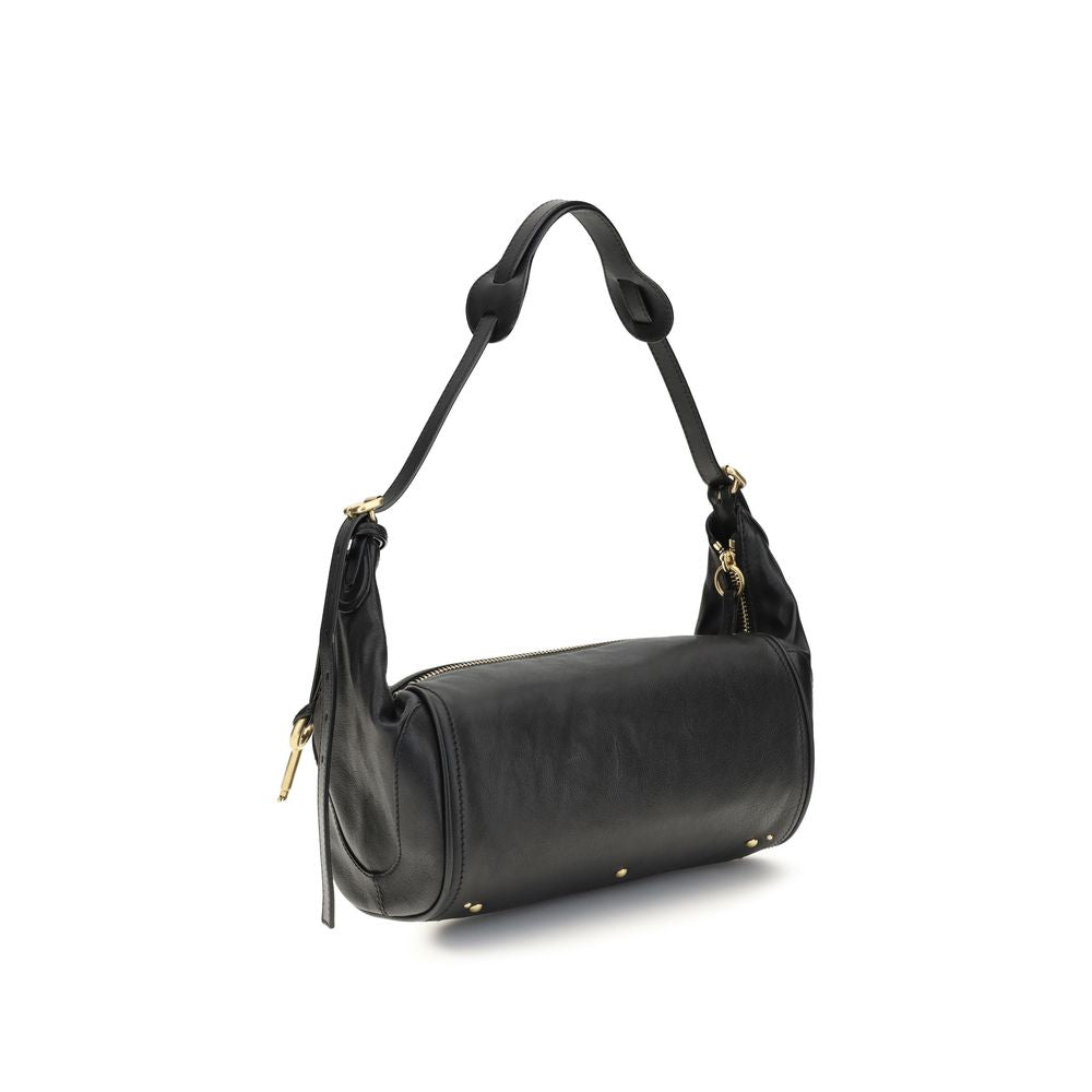 Black Calf Leather Shoulder Bag