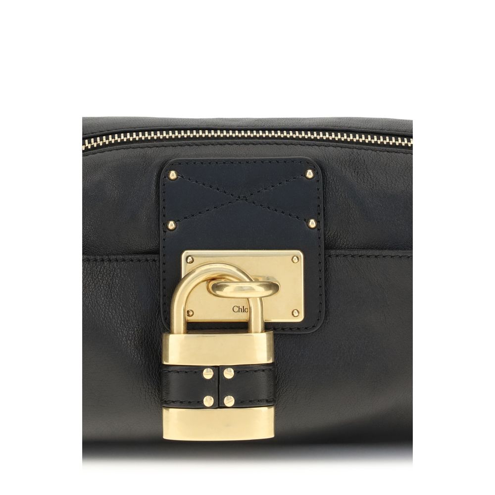 Black Calf Leather Shoulder Bag