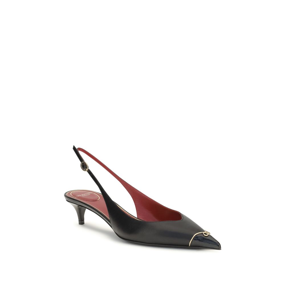 Black Calf Leather High Heel Pumps