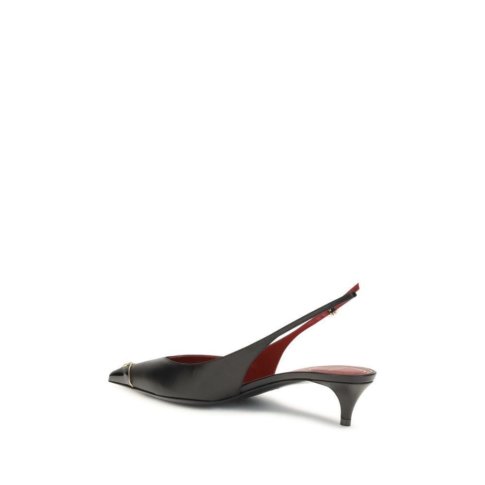 Black Calf Leather High Heel Pumps