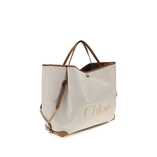 Beige Baumwoll-Schultertasche