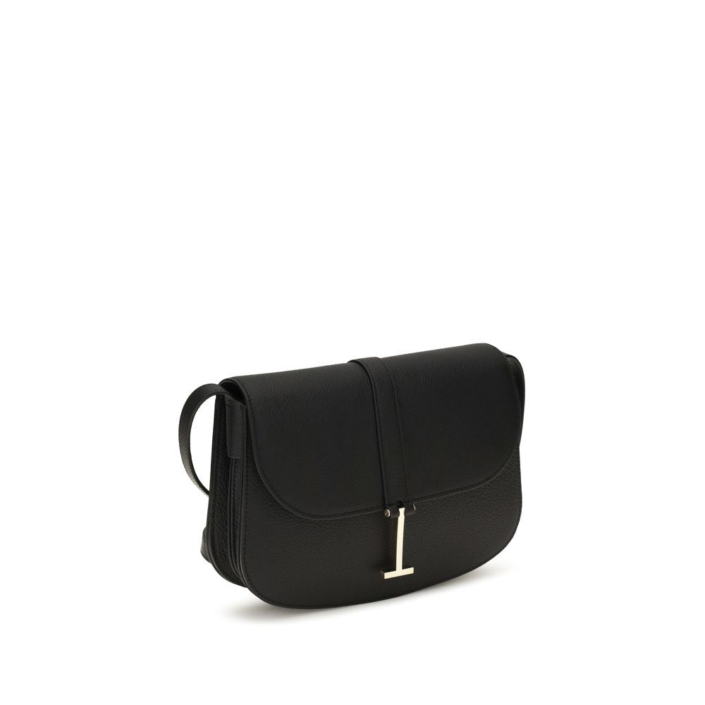 Black Calf Leather Shoulder Bag