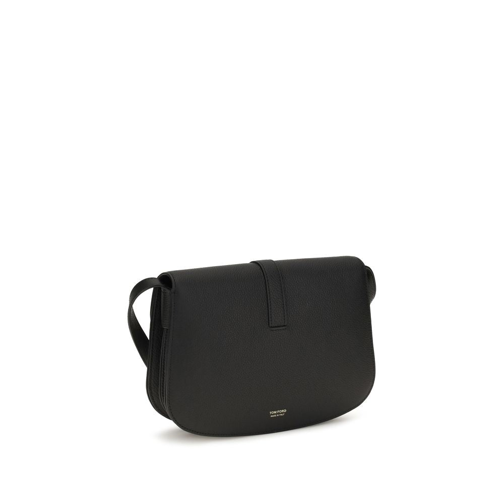 Black Calf Leather Shoulder Bag