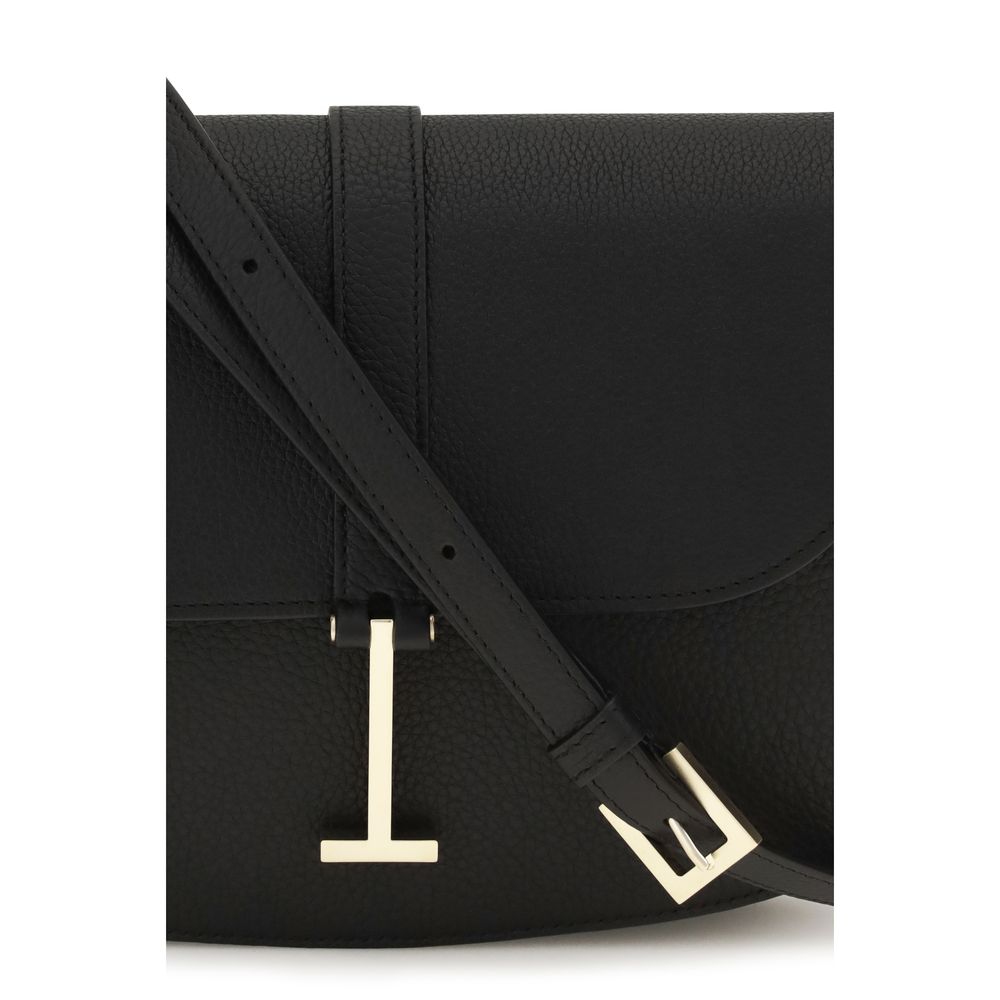 Black Calf Leather Shoulder Bag