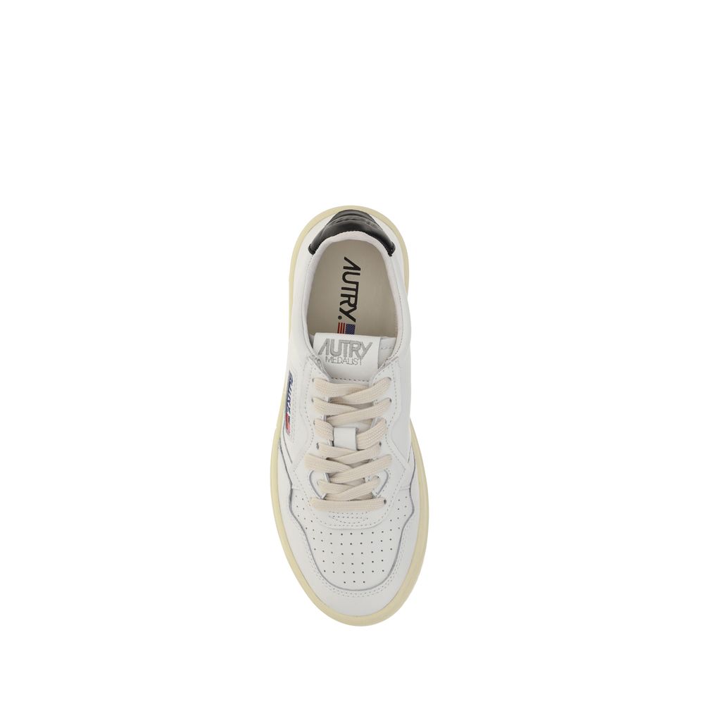 White Calf Leather Low Top Sneakers