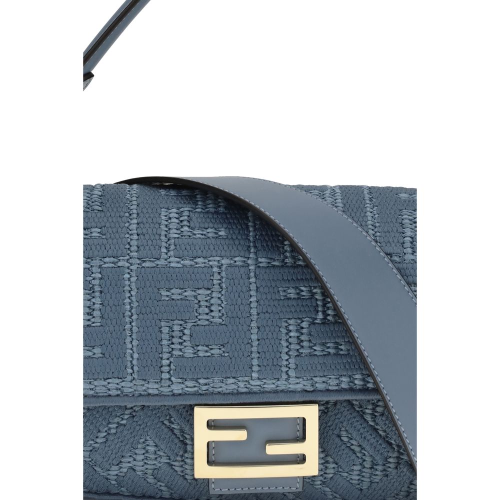 Blue Raffia Shoulder Bag