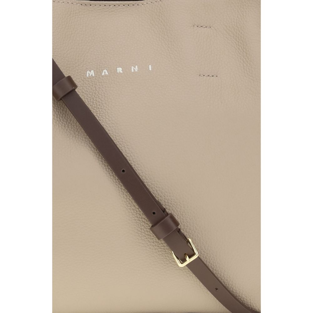 Beige Calf Leather Shoulder Bag