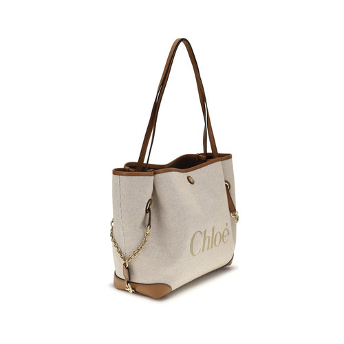 Beige Baumwoll-Schultertasche