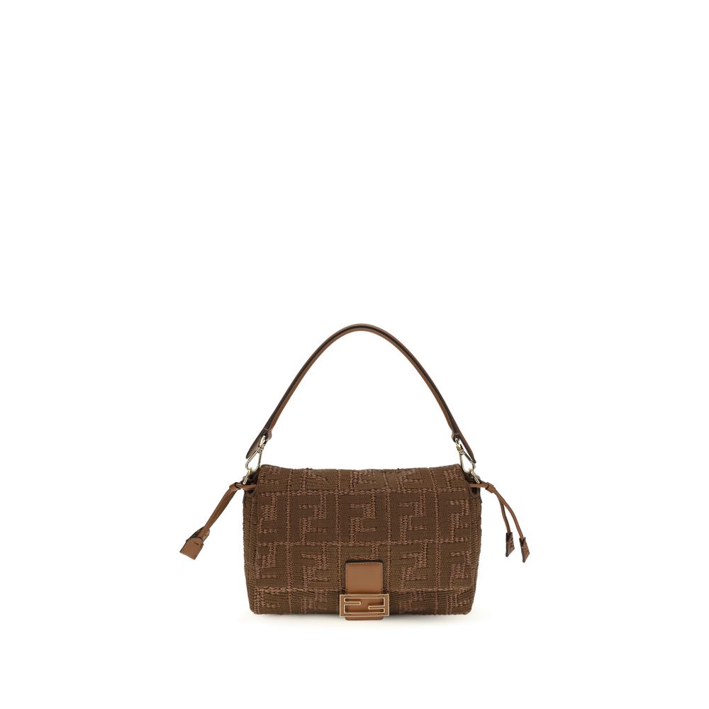 Brown Raffia Shoulder Bag