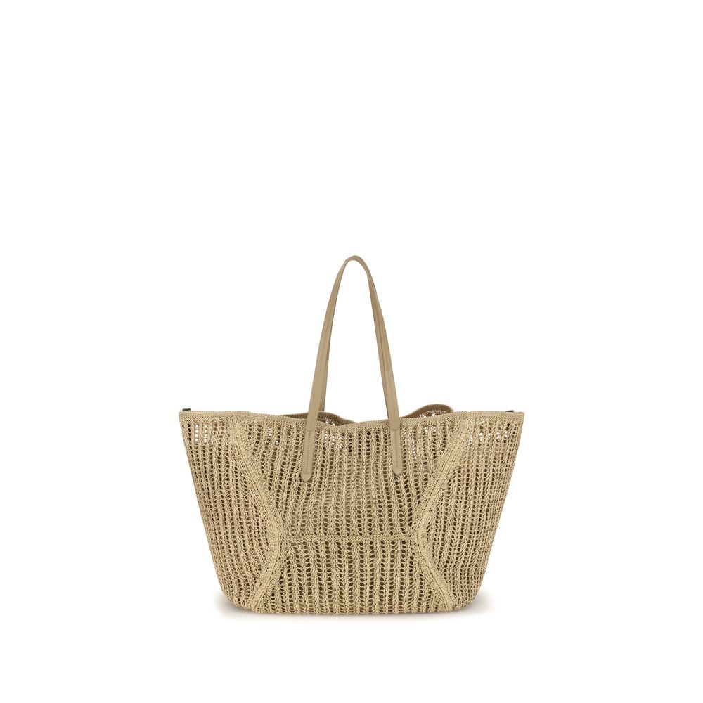 Beige Raffia Shoulder Bag