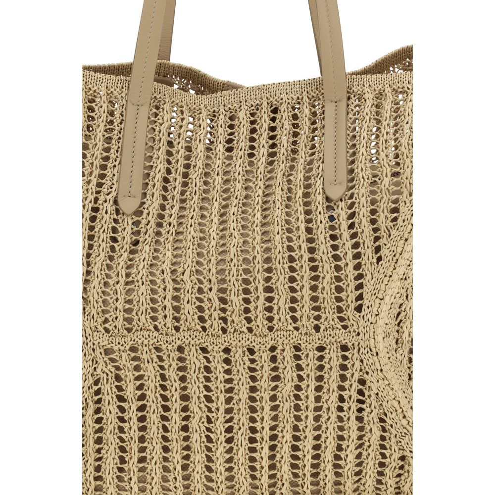 Beige Raffia Shoulder Bag
