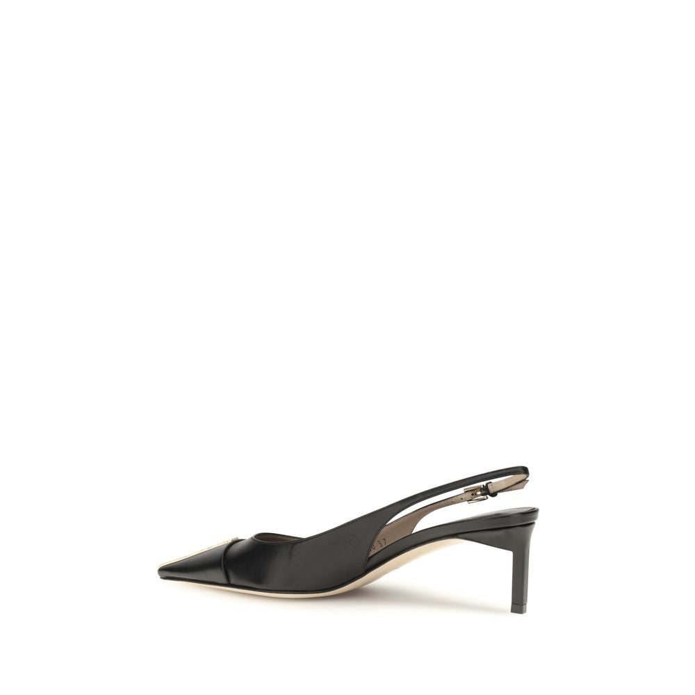 Black Calf Leather Bos Taurus Mid Heel Pumps