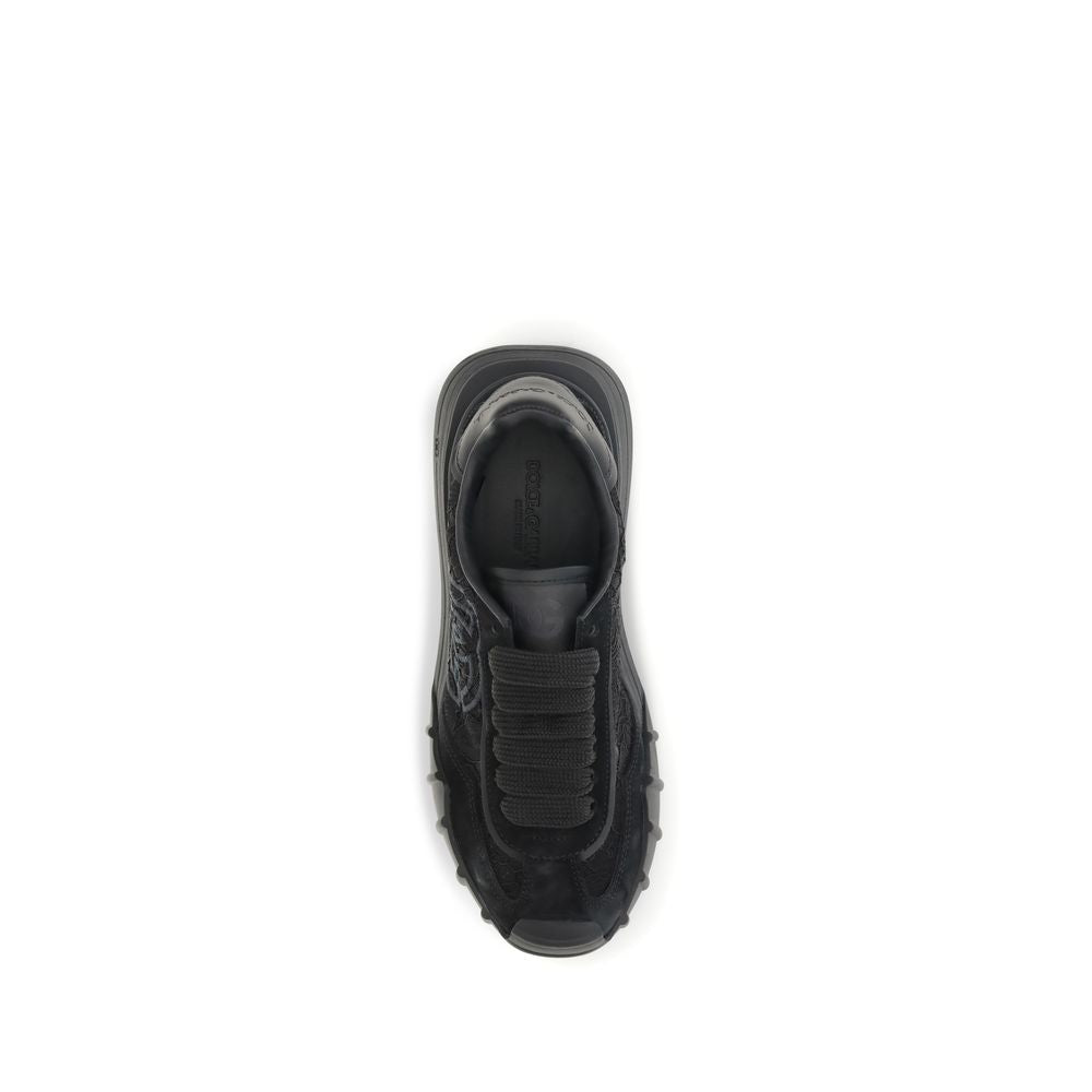 Black Calf Leather Bos Taurus Chunky Sneakers