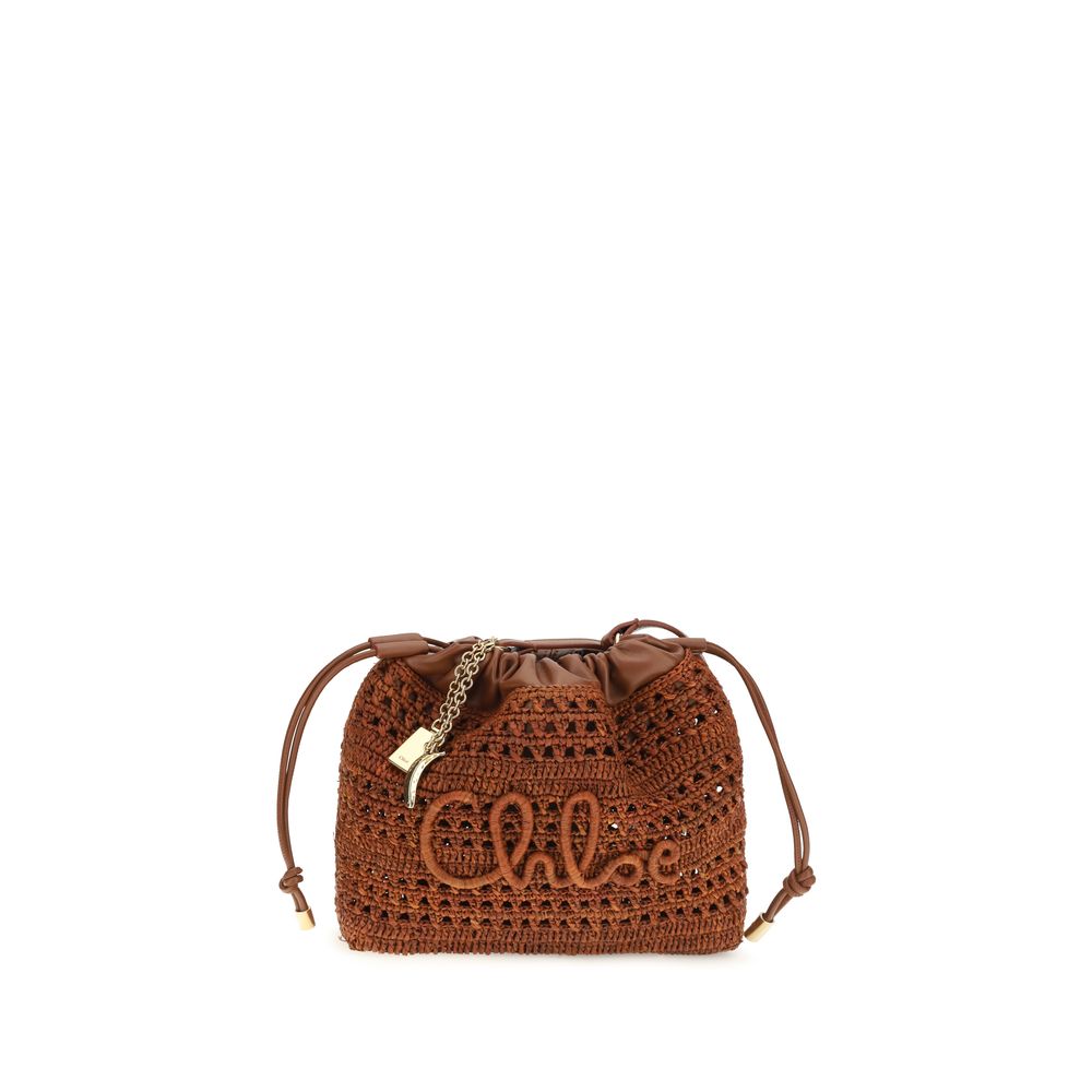 Brown Raffia Shoulder Bag