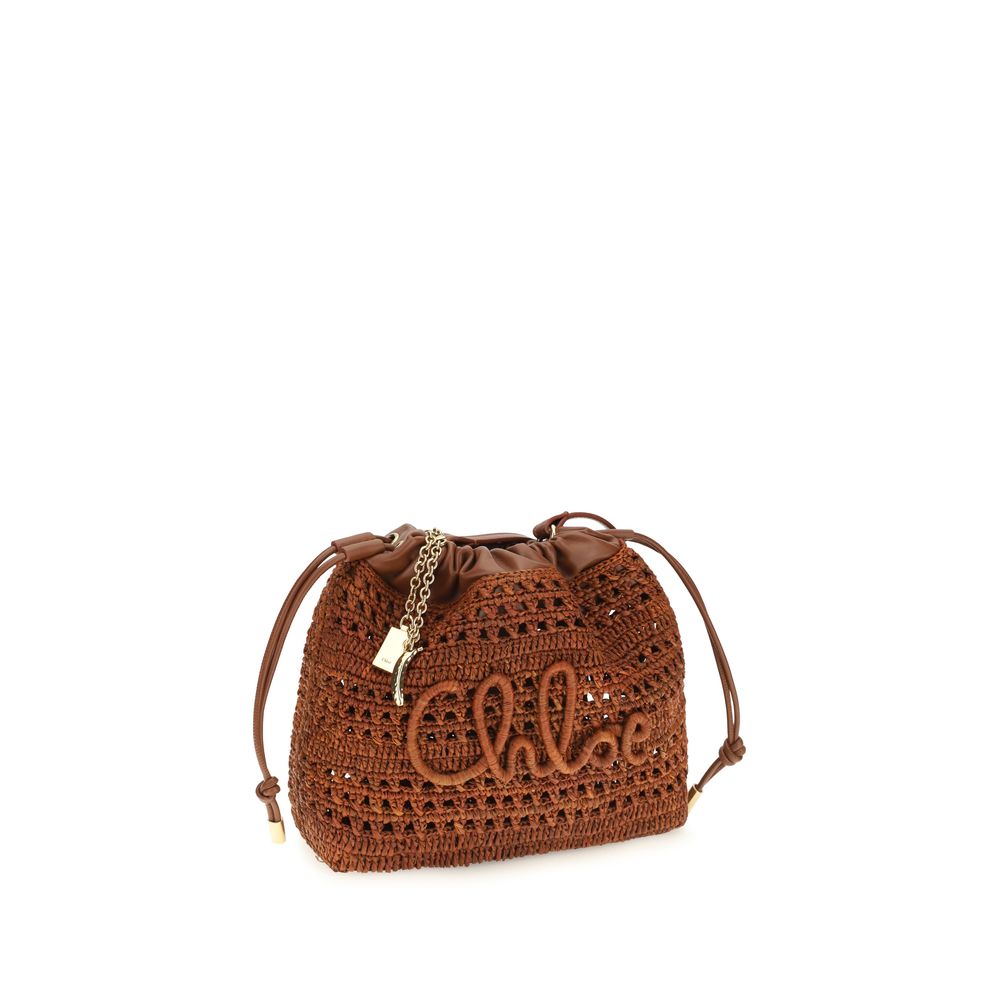 Brown Raffia Shoulder Bag
