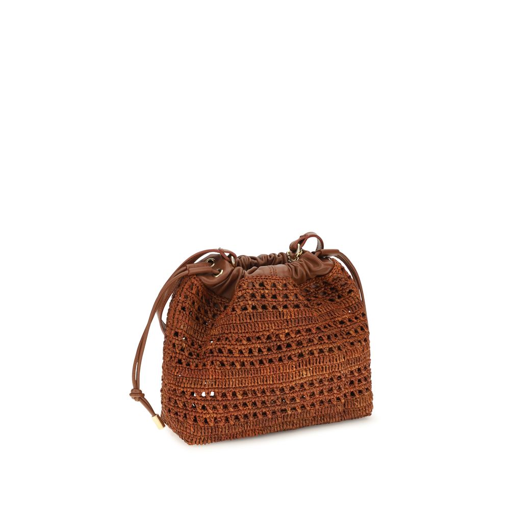Brown Raffia Shoulder Bag