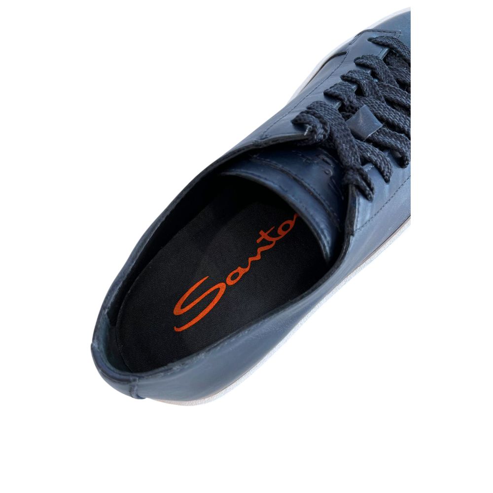 Blue Leather Women Sneaker