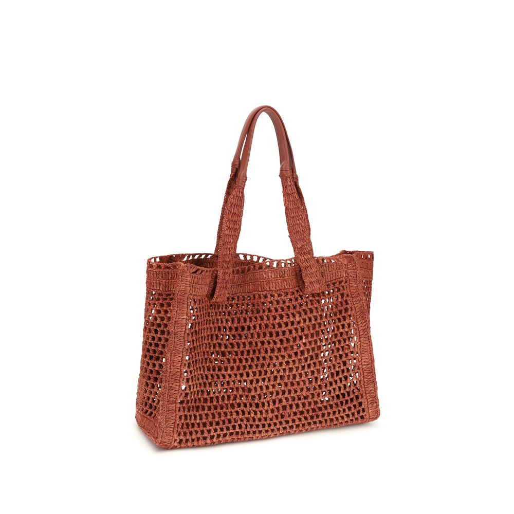 Brown Raffia Shoulder Bag
