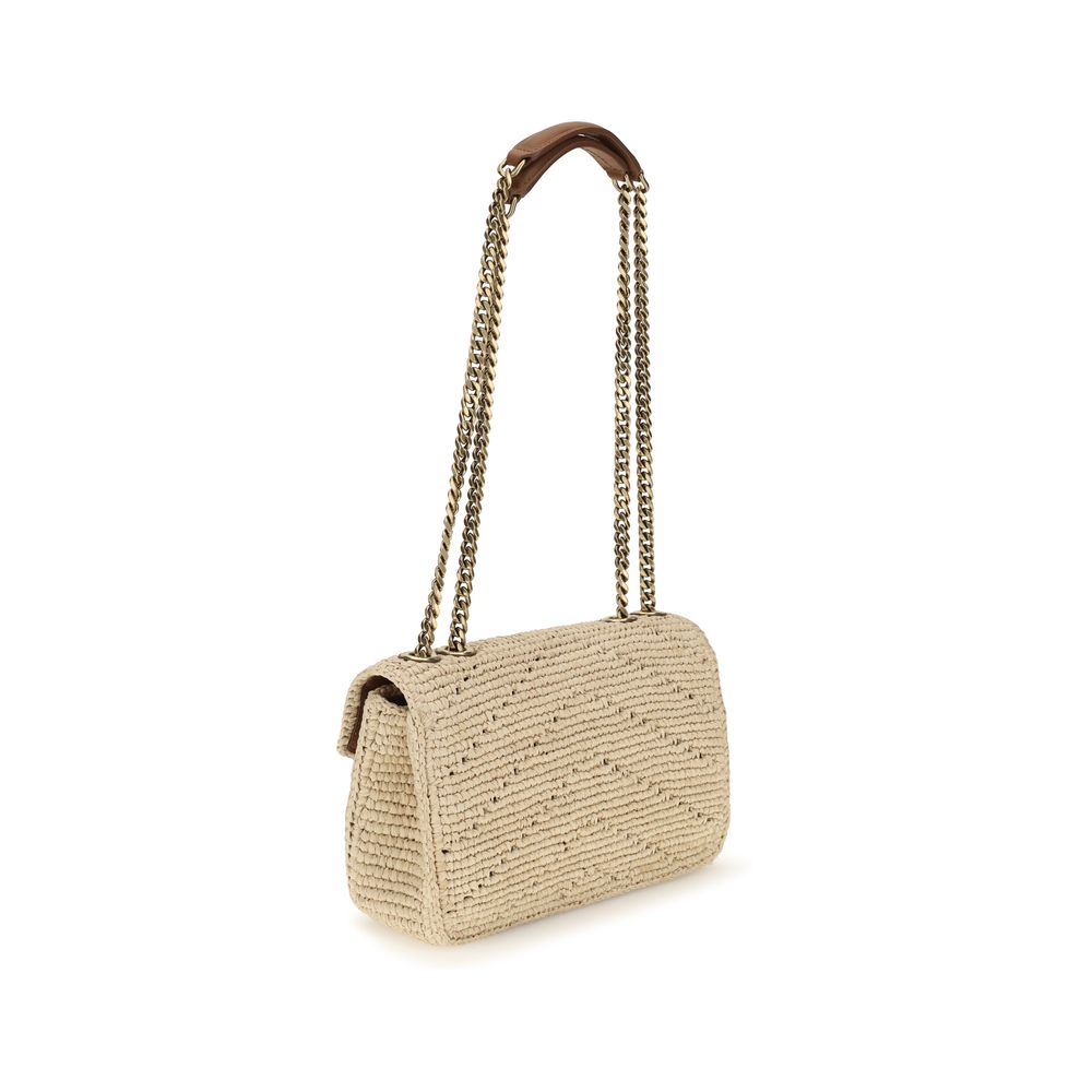 Beige Raffia Shoulder Bag