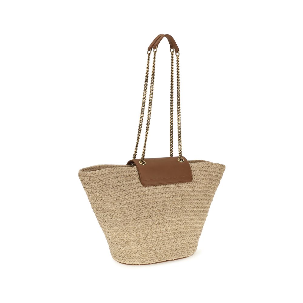 Beige Raffia Shoulder Bag