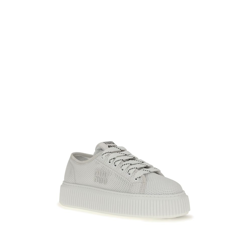 White Polyamide Platform Sneakers