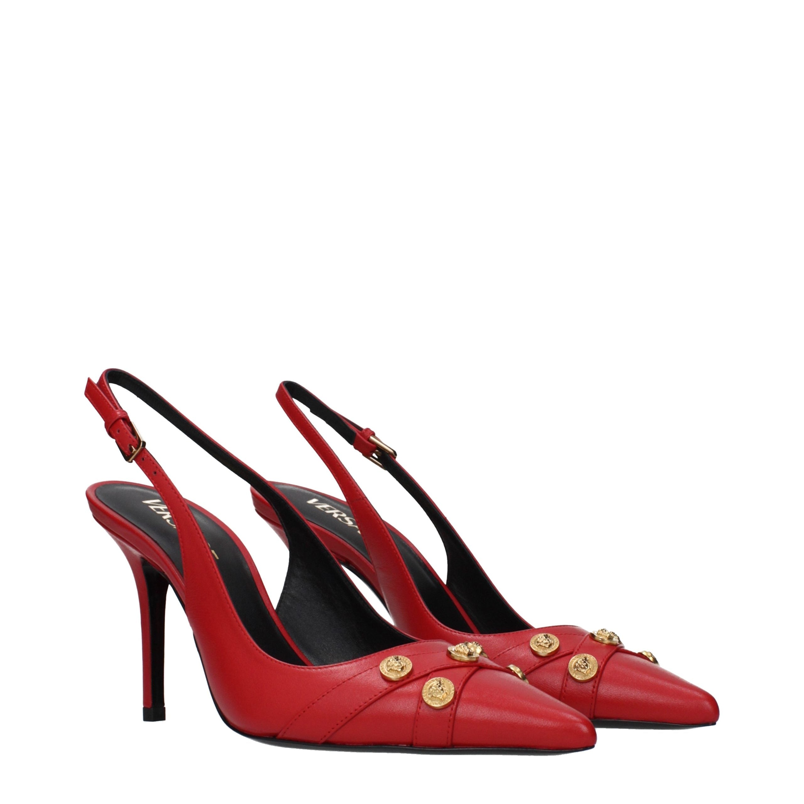 Red Leather High Heel Pumps